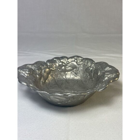 Arthur Court Bunny Rabbit Pewter Serving Bowl Dish Easter Nut Candy Vtg 7"w - Picture 1 of 10